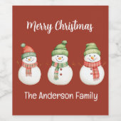 メリークリスマス雪だるま ワインラベル (シングルラベル)