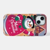 メリークリスマス雪だるまiPhone / iPadケース iPhone 15ケース (裏面横)