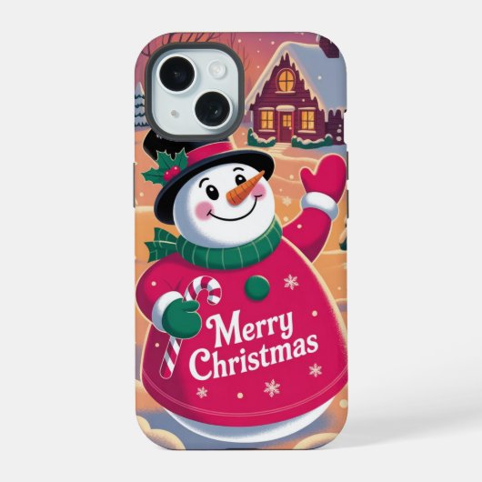 メリークリスマス雪だるまiPhone / iPadケース iPhone 15ケース (裏面)