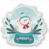 メリークリスマス雪のグローブステッカー シール (正面)