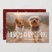 メリークリスマス雪のフレームの写真 シーズンカード (正面/裏面)