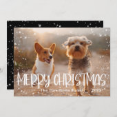メリークリスマス雪のフレームの写真 シーズンカード (正面/裏面)