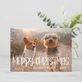 メリークリスマス雪のフレームの写真 シーズンカード (スタンド正面)