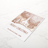 メリークリスマス雪の冬の教会パーソナライズされた 箔シーズンカード (回転した状態)