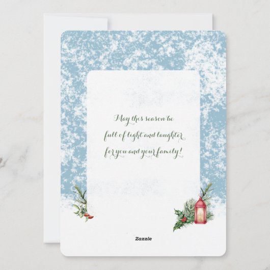 メリークリスマス雪の木あなたの写真 シーズンカード (裏面)