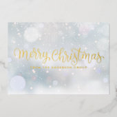 メリークリスマス雪企業のビジネスのロゴ金ゴールド 箔シーズンカード (正面)