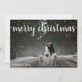 メリークリスマス雪2写真結婚ありがとう シーズンカード (正面)
