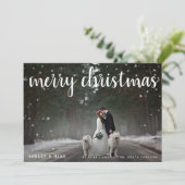 メリークリスマス雪2写真結婚ありがとう シーズンカード (スタンド正面)