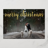 メリークリスマス雪2写真結婚ありがとう 箔シーズンカード (正面)