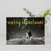 メリークリスマス雪2写真結婚ありがとう 箔シーズンカード (立ち正面)