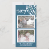 メリークリスマス青い雪の結晶 - 2枚の写真 シーズンカード (正面)