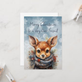 メリークリスマス非常に鹿の友人のおもしろいユーモア カード (正面/裏面インサイチュ)