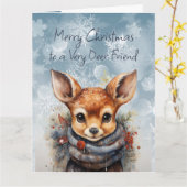 メリークリスマス非常に鹿の友人のおもしろいユーモア カード (黄色い花)
