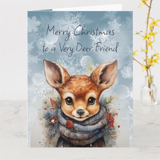 メリークリスマス非常に鹿の友人のおもしろいユーモア カード (黄色い花)