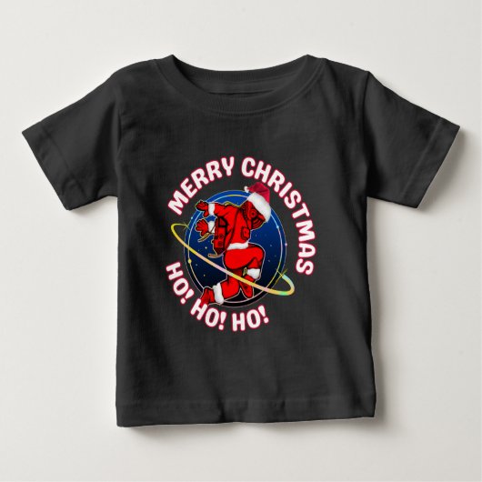 メリークリスマス面白い宇宙飛行士 ベビーTシャツ (正面)