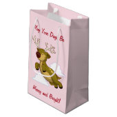 メリークリスマス飛んでいるトナカイかわいい スモールペーパーバッグ (裏面アングル)