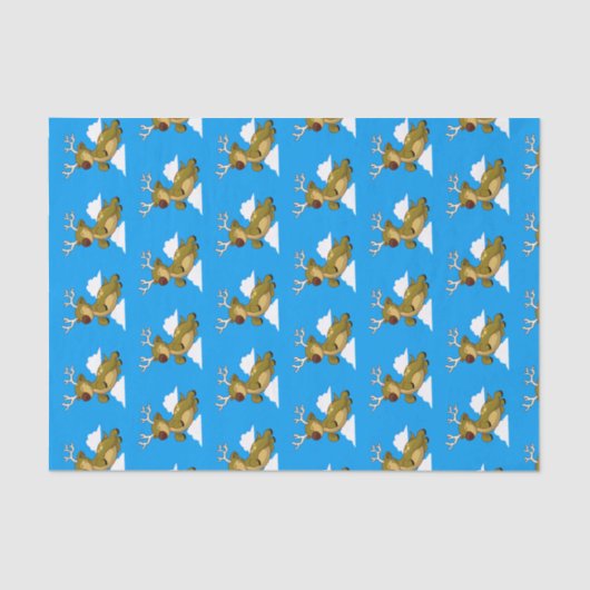 メリークリスマス飛んでいるトナカイかわいい 薄葉紙 (正面)