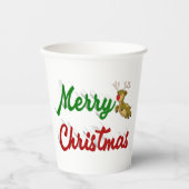 メリークリスマス飛んでいるトナカイの脚本 紙コップ (正面)