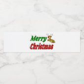 メリークリスマス飛んでいるトナカイタイポグラフィ ペットボトルラベル (シングルラベル)