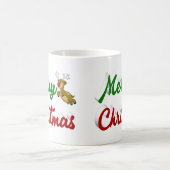 メリークリスマス飛んでいるトナカイ半文字 コーヒーマグカップ (中央)