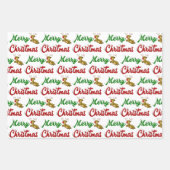 メリークリスマス飛んでいるトナカイ赤い緑のスクリプト ラッピングペーパーシート (正面3)