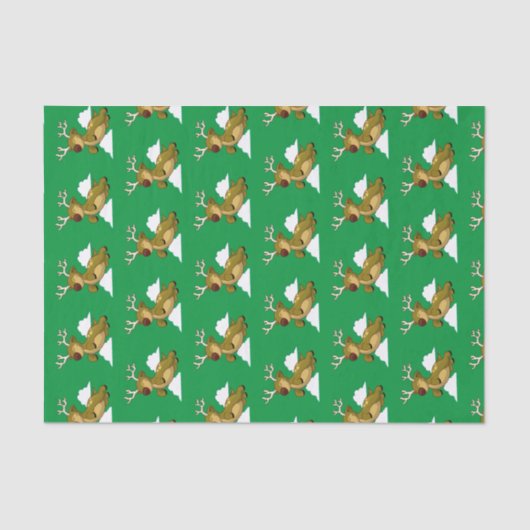 メリークリスマス飛んでいるルドルフ赤鼻トナカイ 薄葉紙 (正面)
