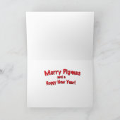 メリークリスマス飛んでいる豚グリーティングカード シーズンカード (内部)