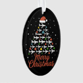 メリークリスマス飛行機のツリーバケーション オーナメント (正面)