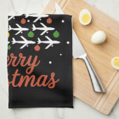 メリークリスマス飛行機のツリーバケーション キッチンタオル (四つ折り)