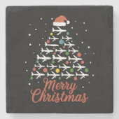 メリークリスマス飛行機のツリーバケーション ストーンコースター (正面)