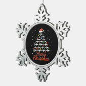 メリークリスマス飛行機のツリーバケーション スノーフレークピューターオーナメント (右)
