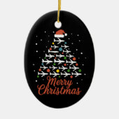 メリークリスマス飛行機のツリーバケーション セラミックオーナメント (正面)