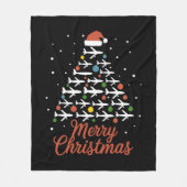メリークリスマス飛行機のツリーバケーション フリースブランケット (正面)