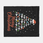 メリークリスマス飛行機のツリーバケーション フリースブランケット (正面(横))