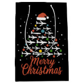 メリークリスマス飛行機のツリーバケーション ミディアムペーパーバッグ (正面)