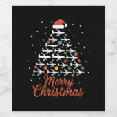 メリークリスマス飛行機のツリーバケーション ワインラベル (シングルラベル)