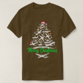 メリークリスマス飛行機クリスマスツリー飛行機Xma Tシャツ (デザイン正面)