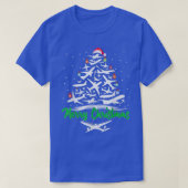 メリークリスマス飛行機クリスマスツリー飛行機Xma Tシャツ (デザイン正面)