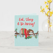 メリークリスマス食べカード – 眠るメリーし カード (黄色い花)