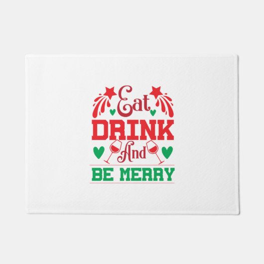メリークリスマス食べドリンクとビーメリーブ ドアマット (正面)