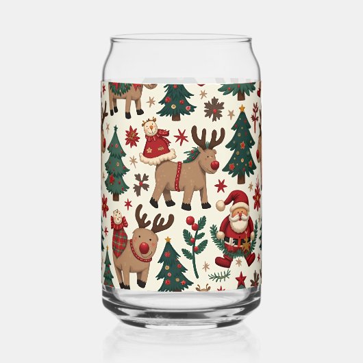 メリークリスマス飲み物用品セット ガラス缶 (正面)