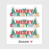 メリークリスマス飾タイポグラフィパインツリー シール (シート)