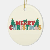 メリークリスマス飾タイポグラフィパインツリー セラミックオーナメント (左)