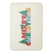 メリークリスマス飾タイポグラフィパインツリー バスマット (正面縦)