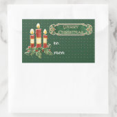 メリークリスマス飾ツリースター金ゴールドの渦巻き 長方形シール (バッグ)