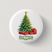 メリークリスマス飾ツリー。 缶バッジ (正面)