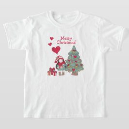 メリークリスマス飾 – 木と女の子 Tシャツ