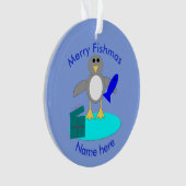 メリークリスマス魚釣りペンギンアクリルオーナメント オーナメント (正面)