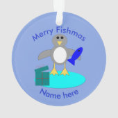 メリークリスマス魚釣りペンギンアクリルオーナメント オーナメント (裏面)