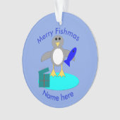 メリークリスマス魚釣りペンギンアクリルオーナメント オーナメント (正面)
